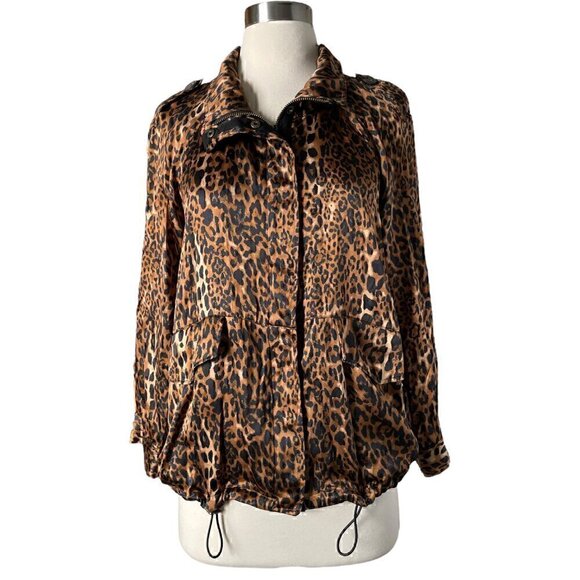 CAMI NYC Quinn Silk Jacket Leopard Print XS Zip Front Animal Bomber - Picture 8 of 8